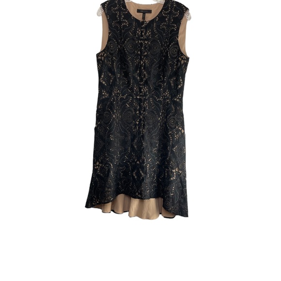 BCBG MAXAZRIA  Chrystal women’s black & beige lazer cut sleeveless dress size 12 - Picture 1 of 15
